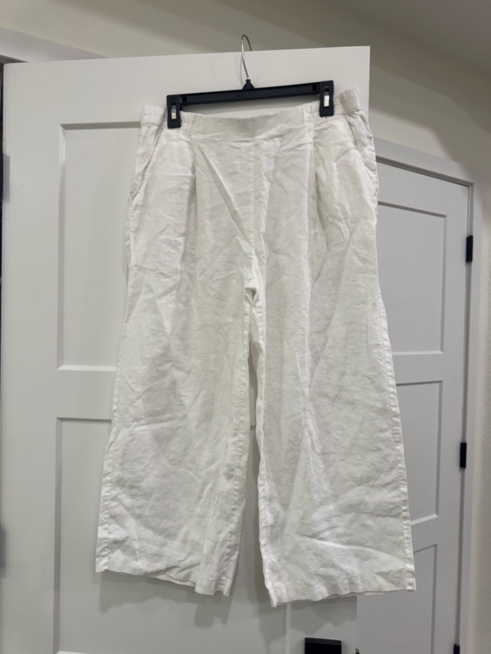 White Wide-Leg Linen Pants